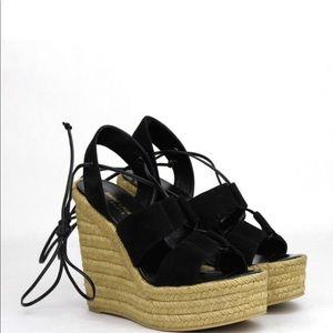 SAINT LAURENT 95 Espadrille Platform Wedges. No signs of wear.